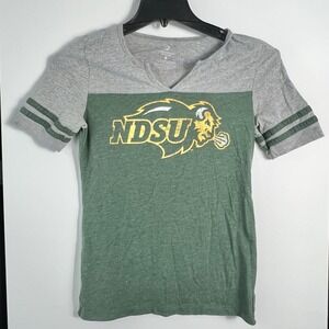 Colosseum Womens Size M NDSU Bison V Neck Game Day Shirt Distressed Style